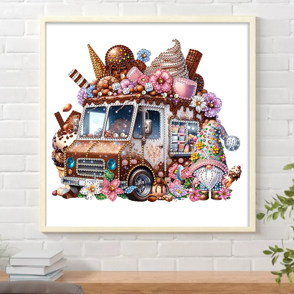Diamond Painting - Partial Special Shaped Drill - Goblins Ice Cream Car(Canvas|30*30cm)