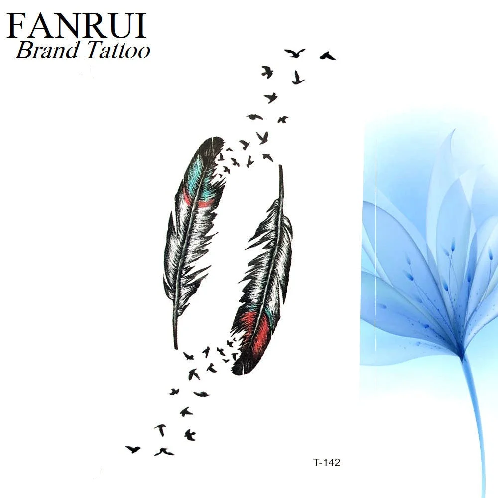 Summer Style Watercolor Feather Bird Temporary Tattoo Women Tribal Henna Fake Tattoo Men Body Arm Art Drawing 3D Tatto Stickers