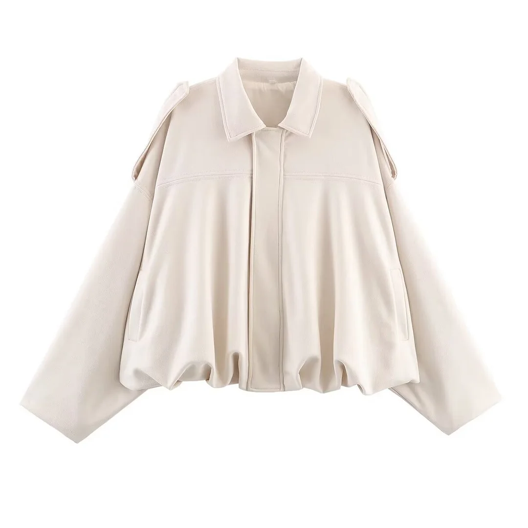 Nigikala Nigikala Color 2025 Spring And Autumn Leisure Tuffen Texture Collar Pilot Jacket Women B88824