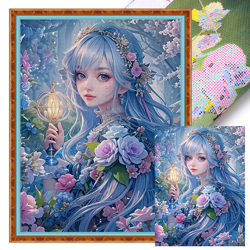 Flower Girl Full 14CT Pre-stamped Canvas(45*60cm) Cross Stitch