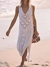 Pure Cotton Crochet Sleeveless Midi Dress