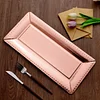 10 Pack | Rose Gold Studded Rim 16" Heavy Duty Paper Serving Trays - 1100 GSM