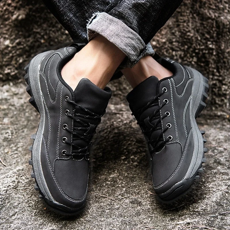 Hot Leather Security Boots Big Size Man Caterpillar Boots Casual Autumn Shoes Platforms Male Climbing Footwear Low Top Flats