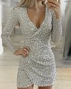 Women's Sheath Dress Long Sleeve Solid Colored Black Yellow Wine Fuchsia Gold Silver Gray S M L XL XXL Black Dresses