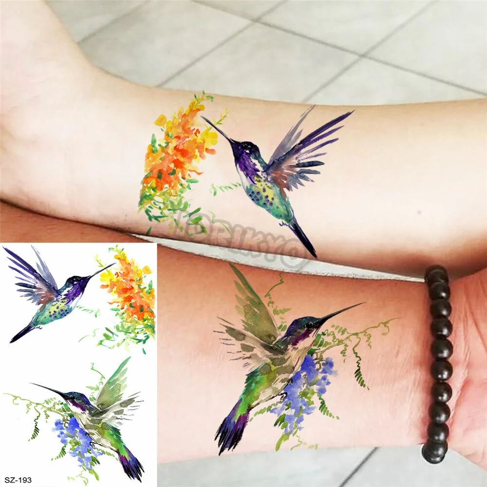 Hummingbird Small Temporary Tattoos For Women Girls Realistic Dandelion Butterfly Fake Tattoo Sticker Minimalist Forearm Tatoos