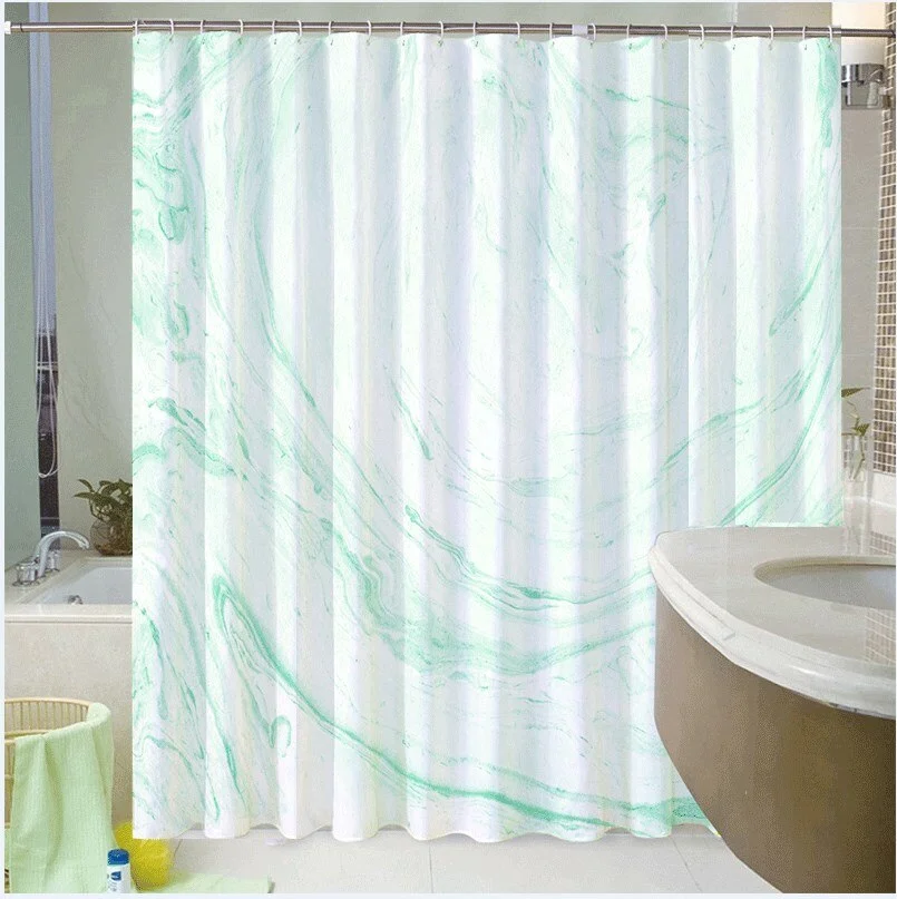 Marble Striped Shower Curtain Blue Black Simple Design Wave Bathroom Accessories Decorative Waterproof Screen With Hook