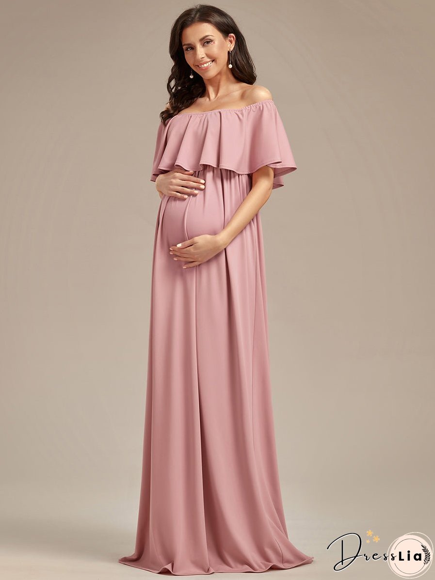 Off Shoulder Pleated A Line Wholesale Maternity Dresses