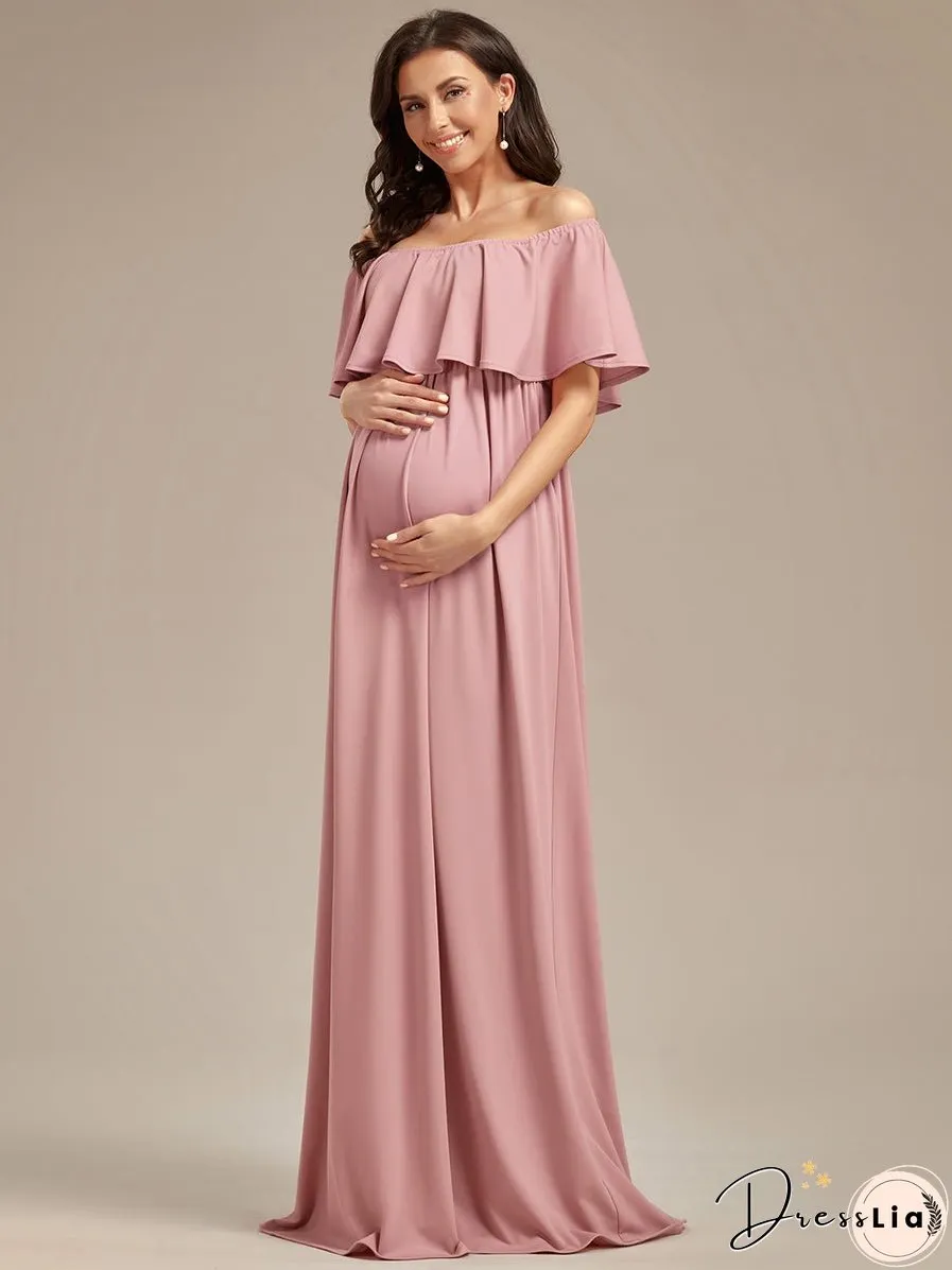 Off Shoulder Pleated A Line Wholesale Maternity Dresses