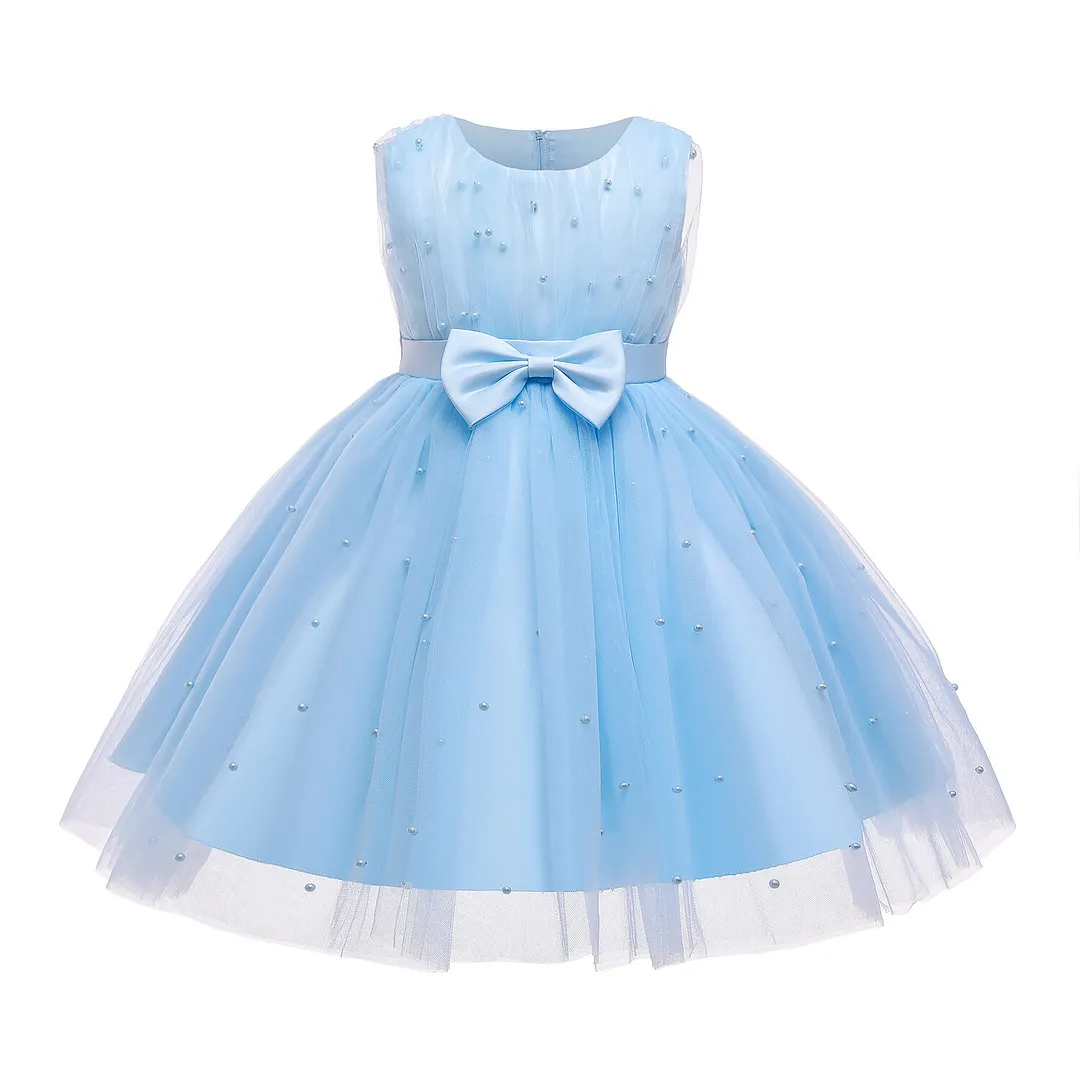 Girls Princess Dress Kids Elegant Wedding Tutu Prom Dresses Children Tulle Flare Sleeve Communion Party Formal Evening Clothes