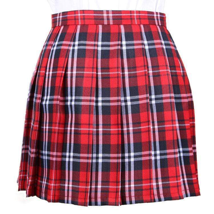 RED GRID TENNIS SKIRT