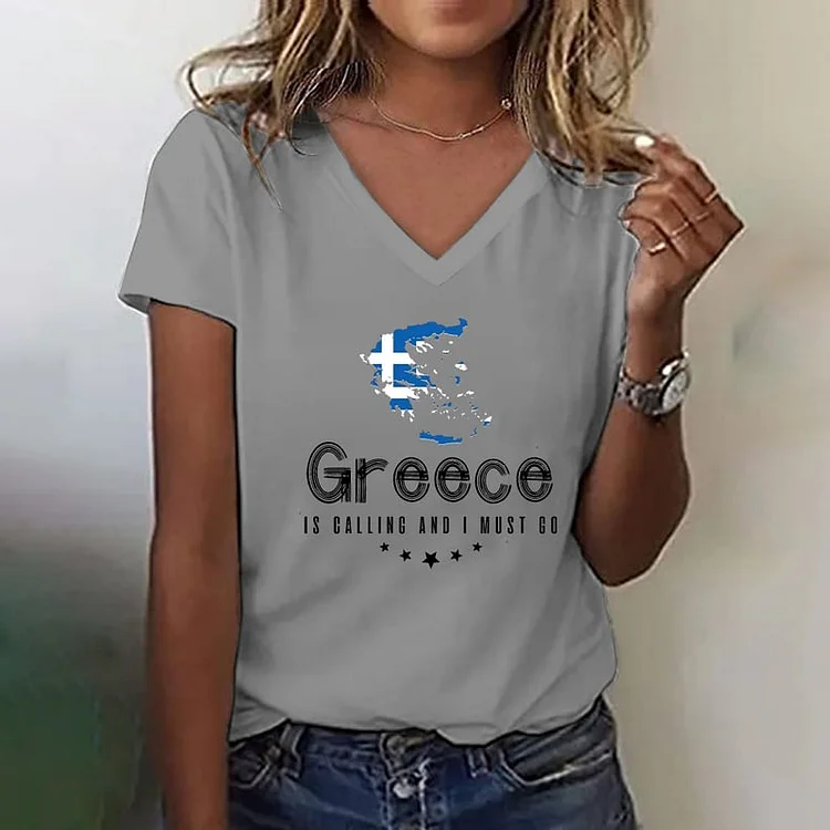 Women's Greece Is Calling And I Must Go Print T-Shirt