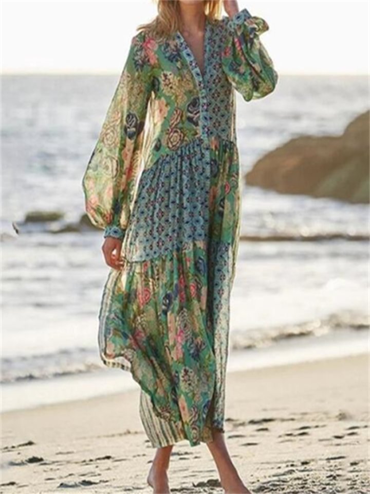 Bohemian Long Dress Beach Skirt | EGEMISS