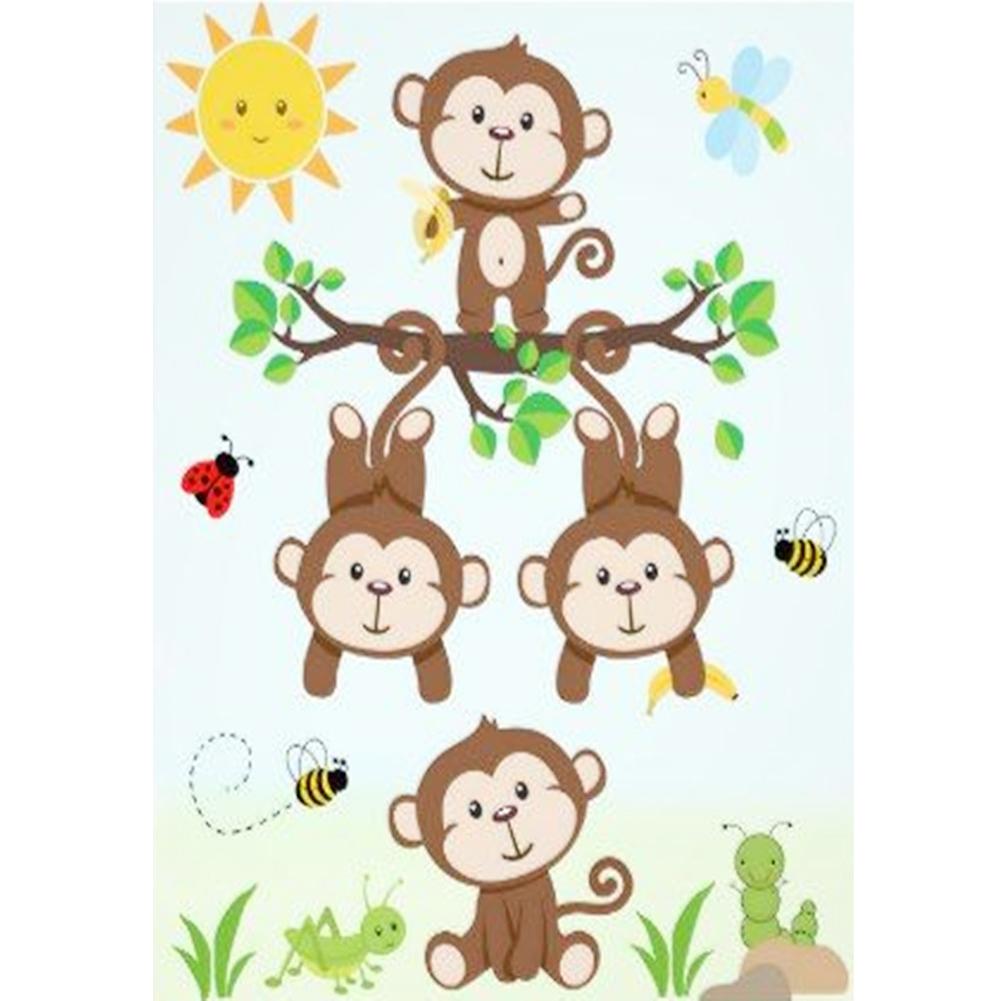 

30*40CM - Round Drill Diamond Painting - Monkey, 501 Original