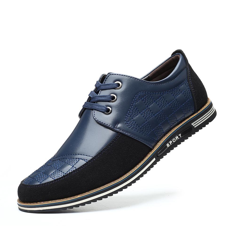 Dacomfy Men's Casual leather shoes lace-up plaid shoes 