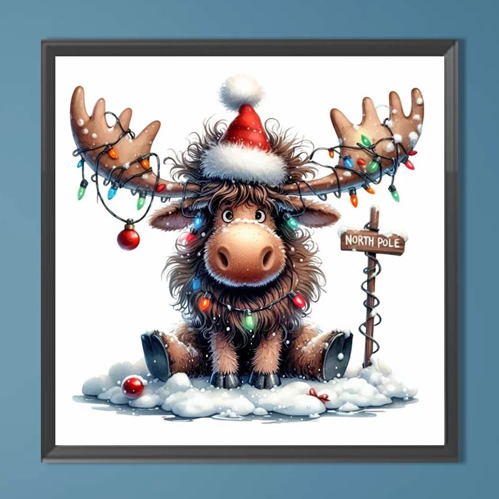 Diamond Painting - Full Round Drill - Christmas Elk(Canvas|30*30cm)