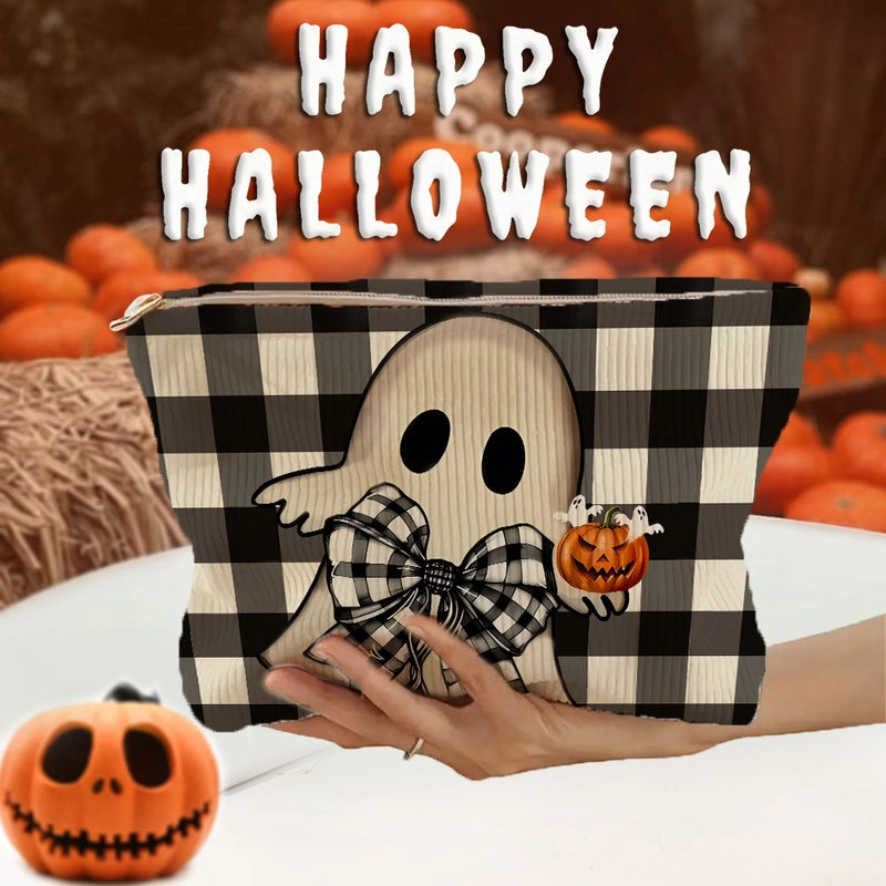 Cute Pumpkin Letter Ghost Corduroy Square Makeup Bags & Storage