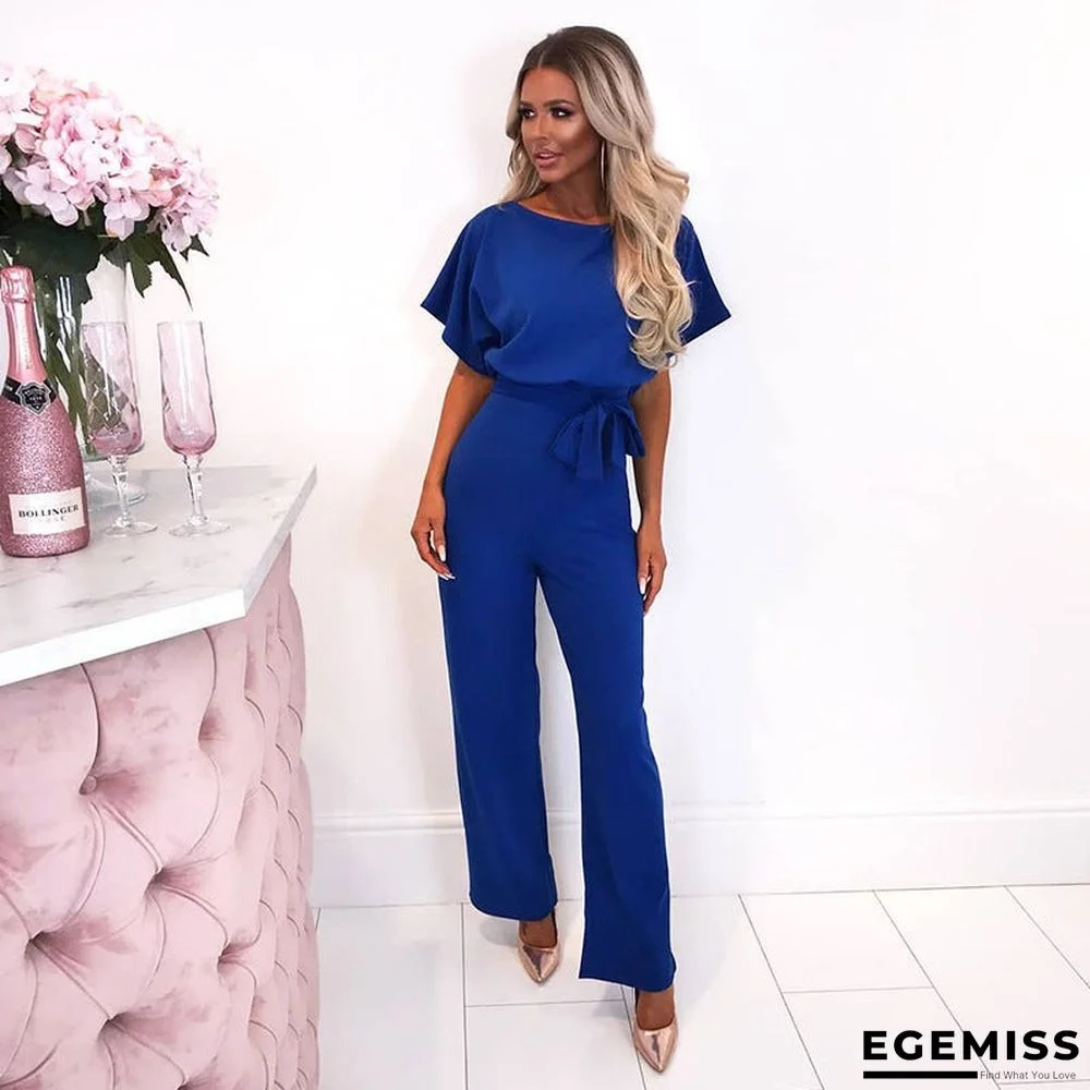 Button Lace-up Short-sleeved Jumpsuit | EGEMISS