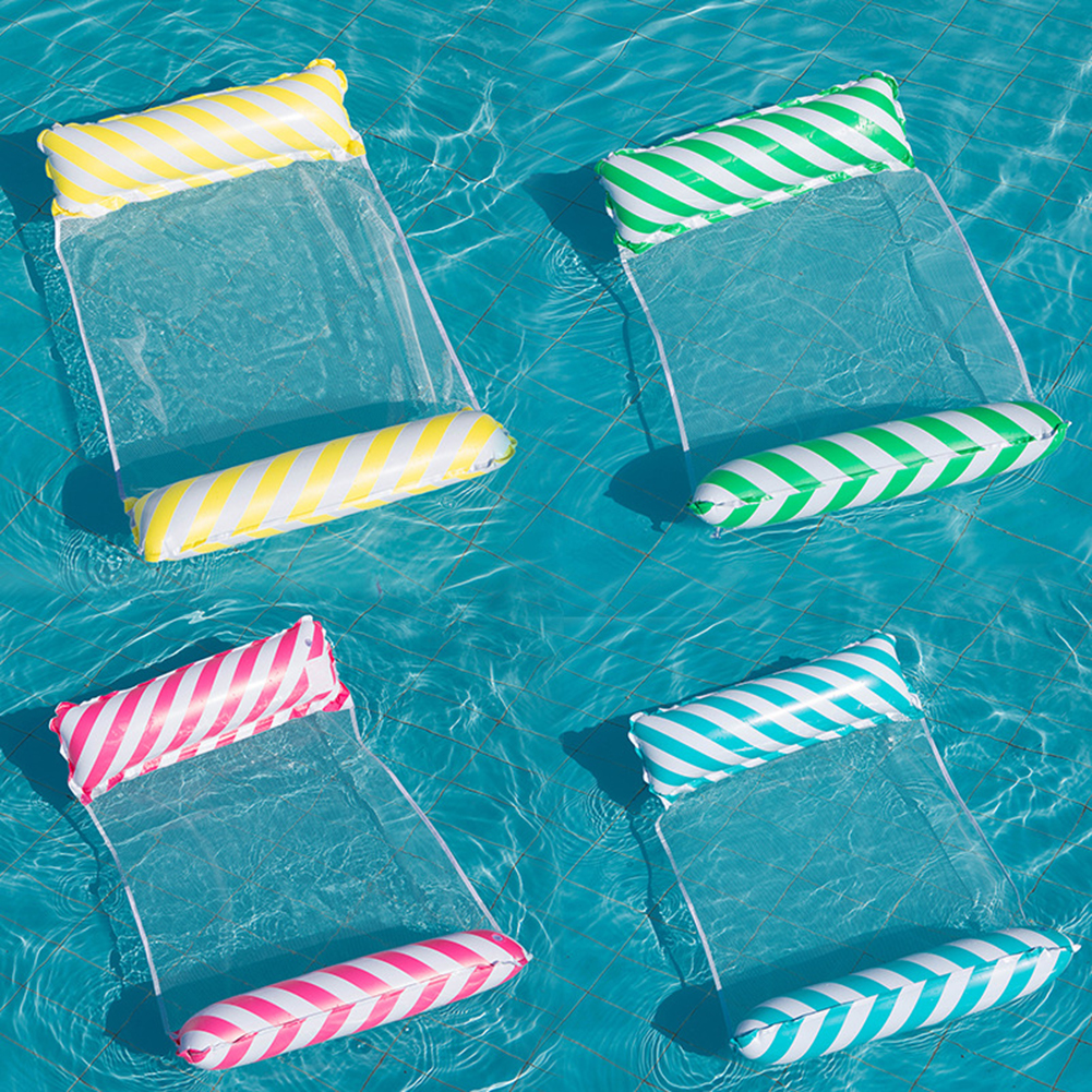 

Floating Bed Inflatable Mattress Swimming Pool Beach Water Lounges, Striped blue, 501 Original