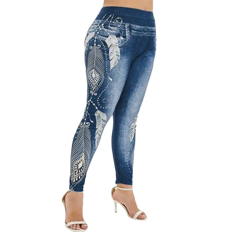 Mongw Women High Waist Pants Jeans 3D Printed Leggings Slimming Leggings Wear Lady Fashion Jean Femme Pant