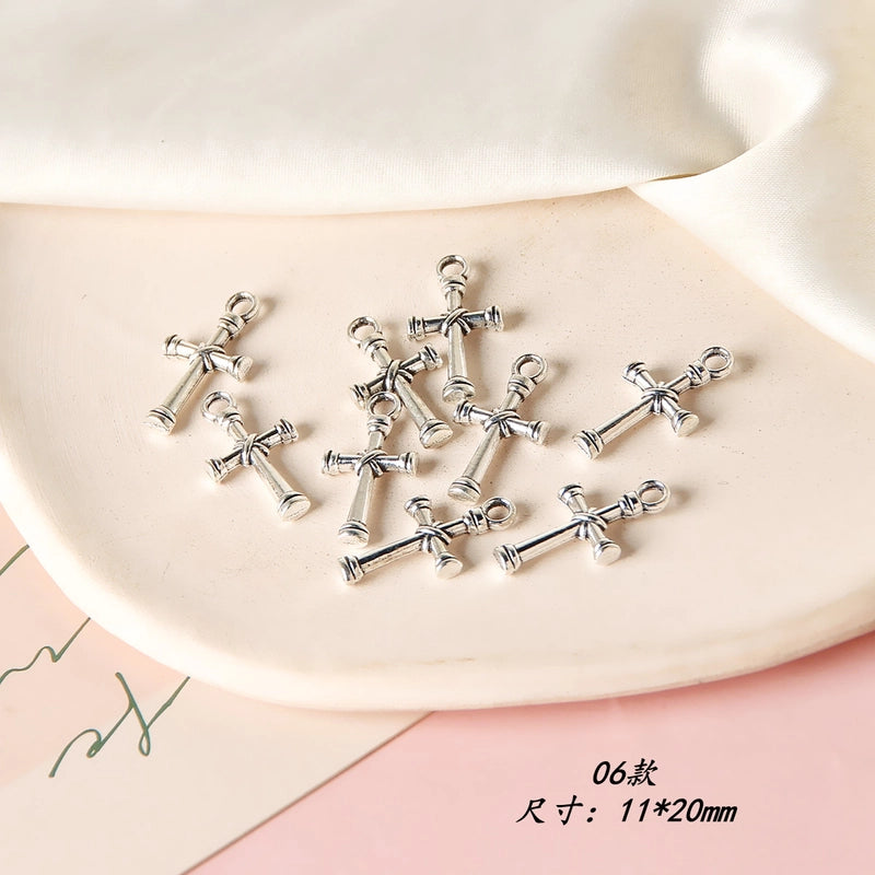 10 PCS/Package 8 * 20mm Alloy Cross Polished Pendant Jewelry Accessories