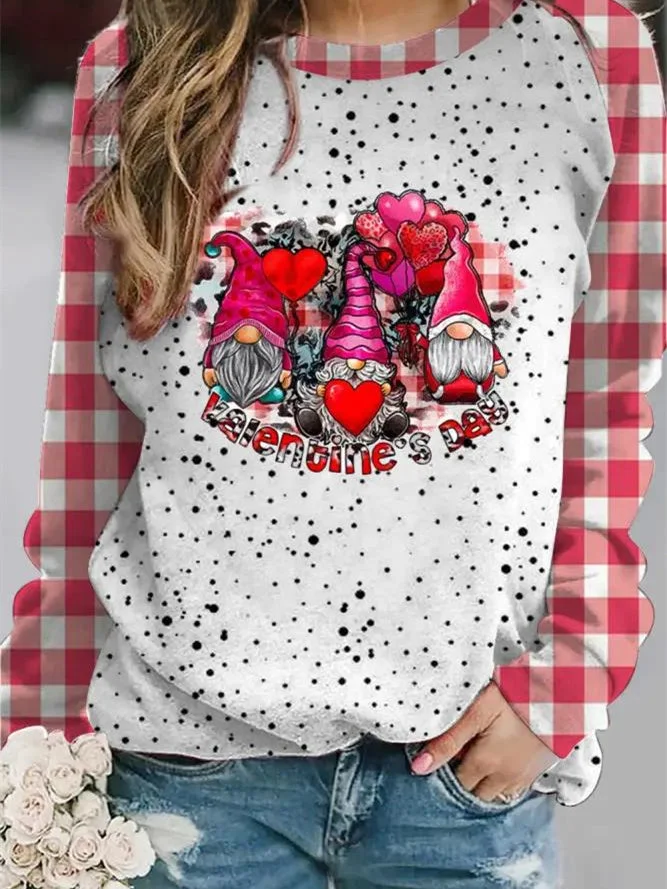 Women's Long Sleeve Scoop Neck Love Printed Graphic Tops