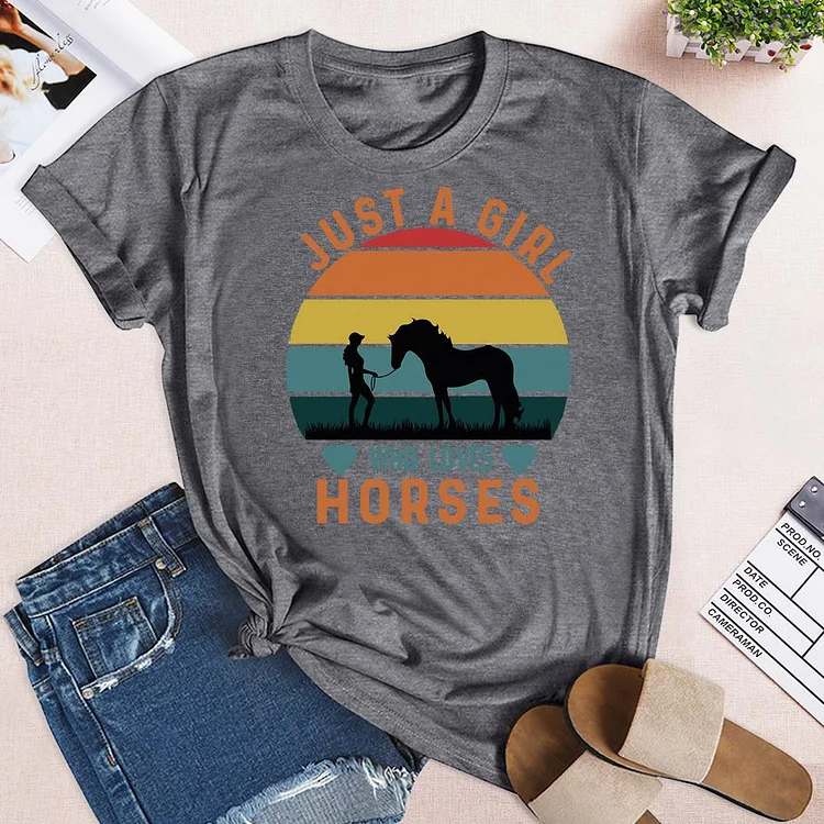 PSL - Just a girl who love horses Village LifeT-shirt Tee -05769