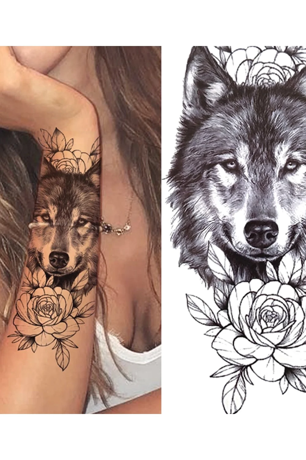  Forest Tattoo Sticker For Men Women Children Tiger Wolf Death Skull Temporary Tattoo Fake Henna Skeleton King Animal Tatoo 921-1