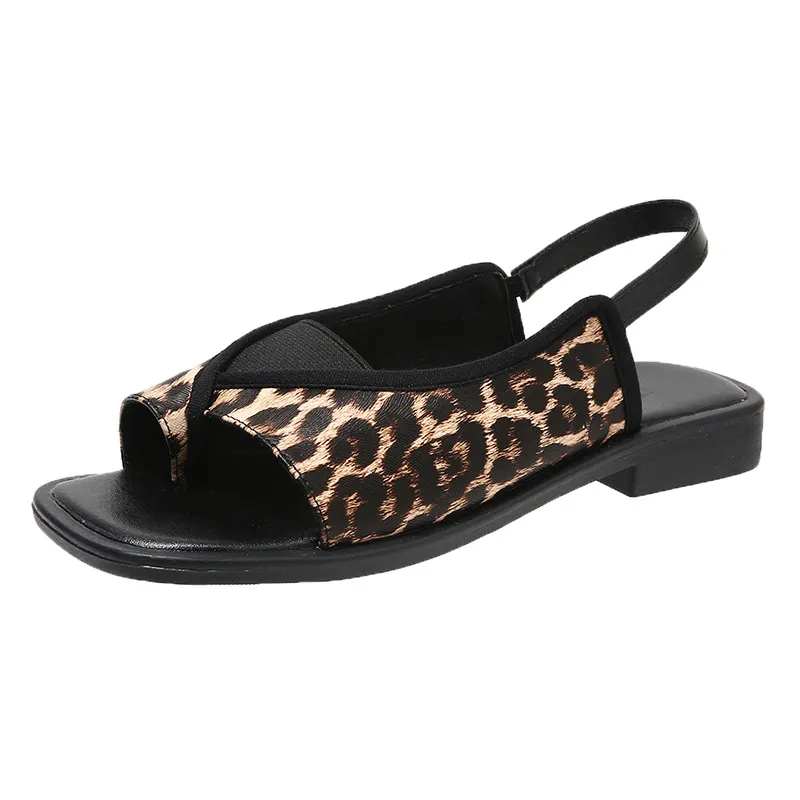 Breakj Breakj Sandals Women 2025 Summer New Large-Size Sandwich Toes Behind The Empty Fashion Thick Heel Low-Heeled Sandals Tide