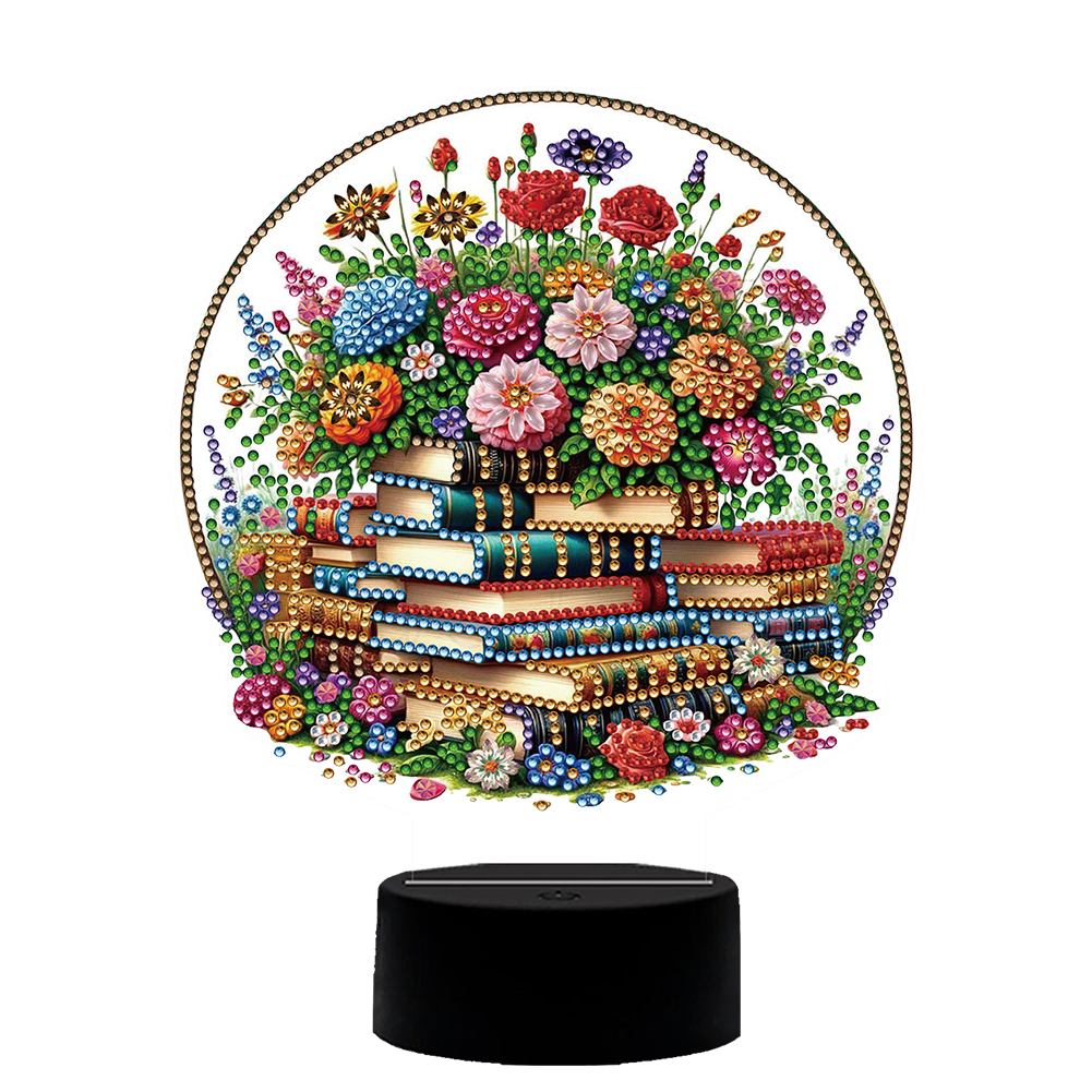 Flower Book Diamond Painting Night Light 5D DIY Diamond Art Lamp Home Decor