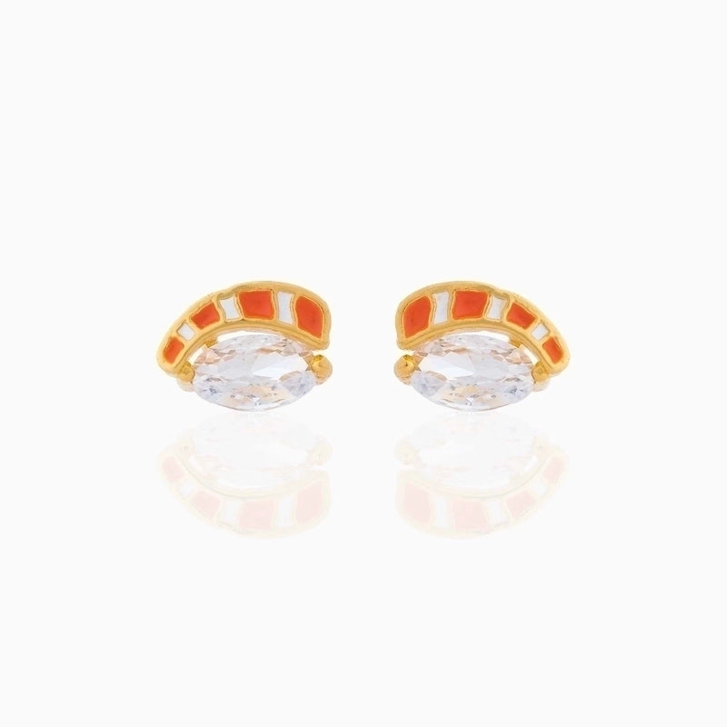 Fashion Geometric Coke Hamburger Brass Inlaid Zircon Ear Studs 1 Pair
