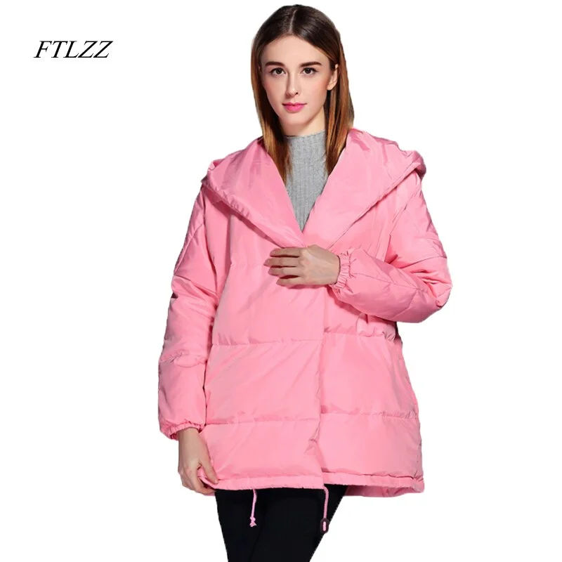 Nncharge New Winter Parkas Women Loose Fit 90% Duck Down Coat Medium-long Thickness Hooded Jacket Warm Snow Pink Overcoat