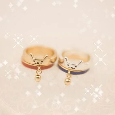 Golden/Silver Cutie Kitty Cat Bell Ring SP153289
