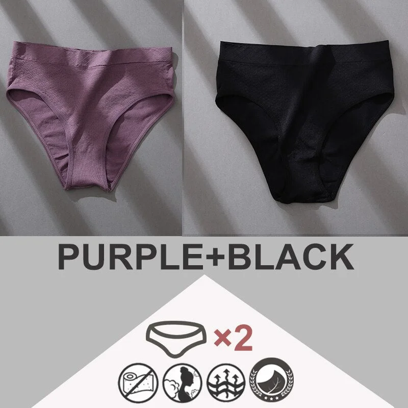 FINETOO 2PCS/Set Women Panties Bodyshaper M-2XL Women's Underwear Lingerie 8 Solid Colors Sexy Female Undepant High Waist Briefs