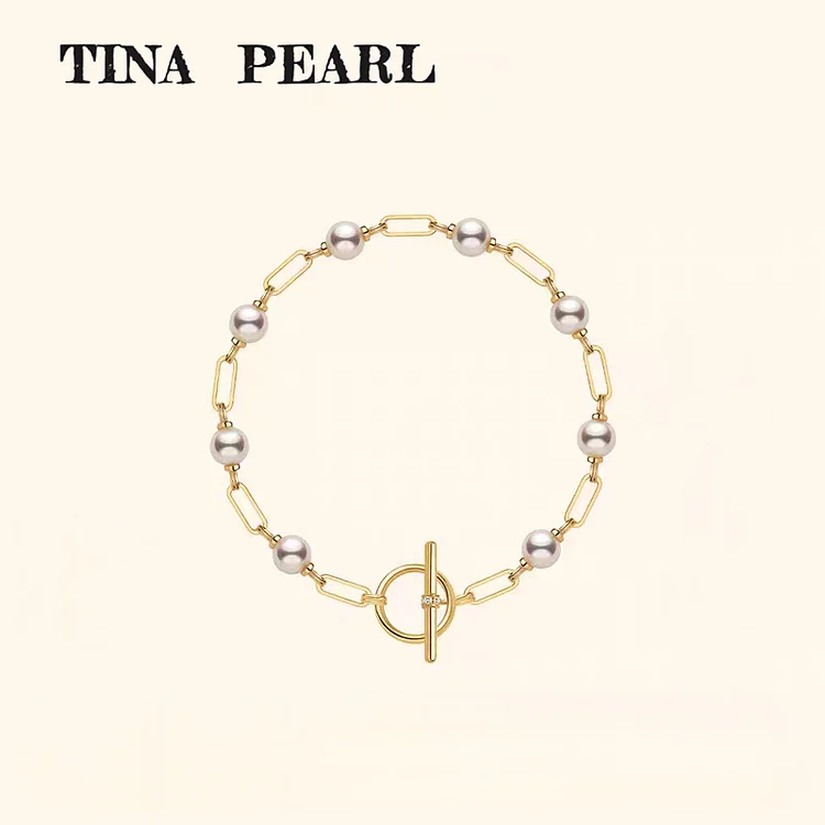 2025 TINA Jewelry18k gold seawater akoya pearl clasp bracelet