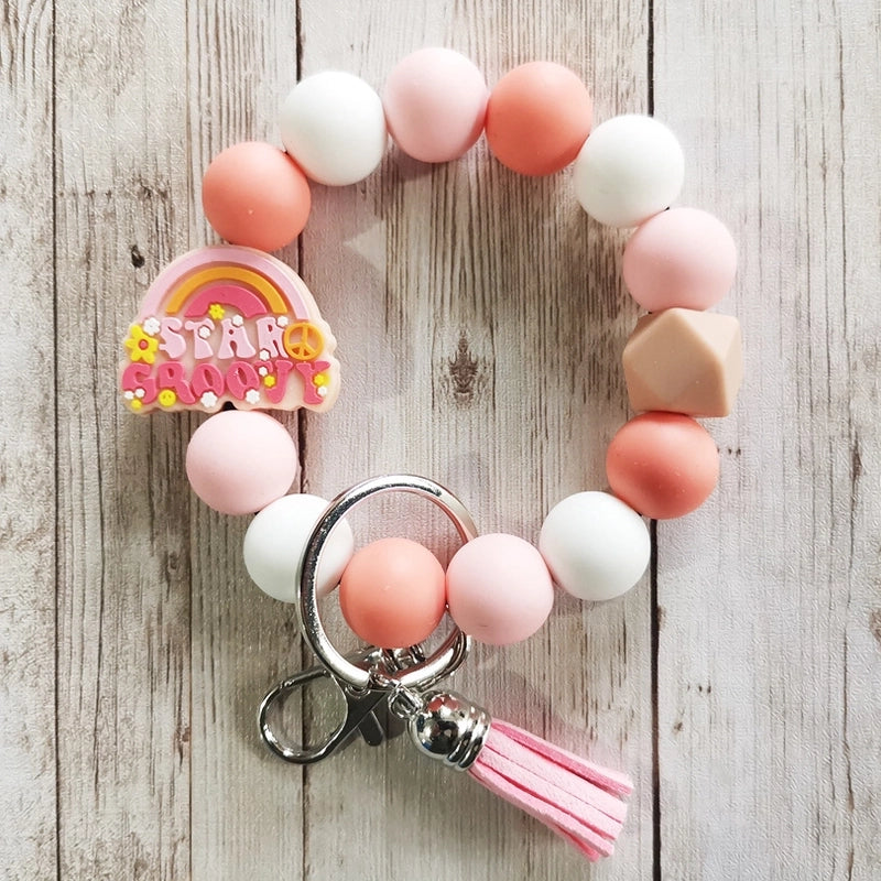 Classic Style Animal Alloy Wooden Beads Silica Gel Bag Pendant Bracelets Keychain