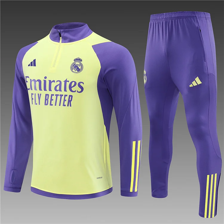 2023-24 Real Madrid Light Yellow Half-zip Training Jersey