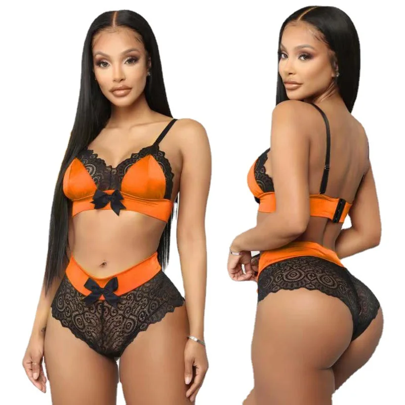 Uveng Sex Lingerie New Lace Three-Point Sling Tape Bra Two Sets