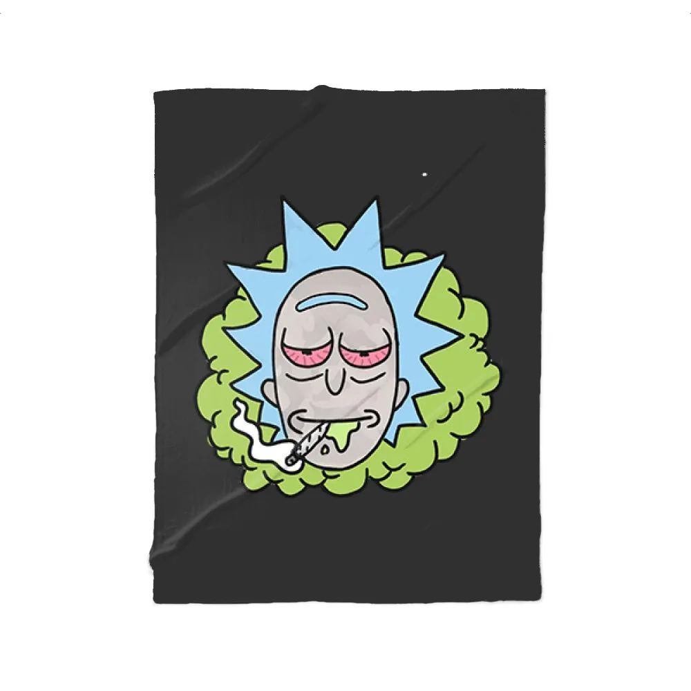 Rick Smocking Rick With Red Eyes Is Smoking, Rick And Morty Fleece Blanket