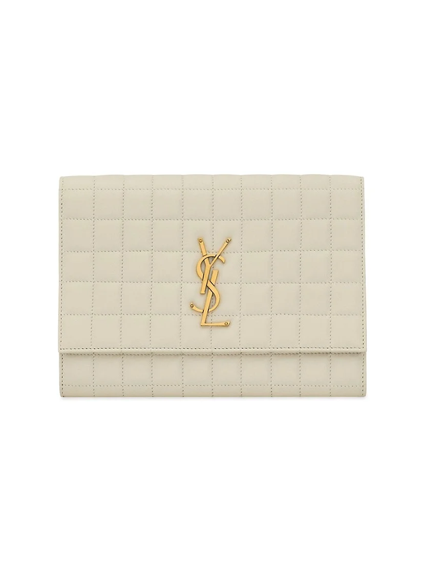 Saint Laurent Cassandre Matelassé Carré Flap Pouch In Lambskin