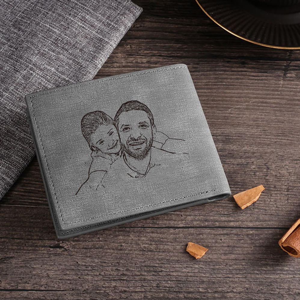 Portafoglio da uomo con 1 nome e 1 foto di linea personalizzabili regalo per uomo | Jessemade