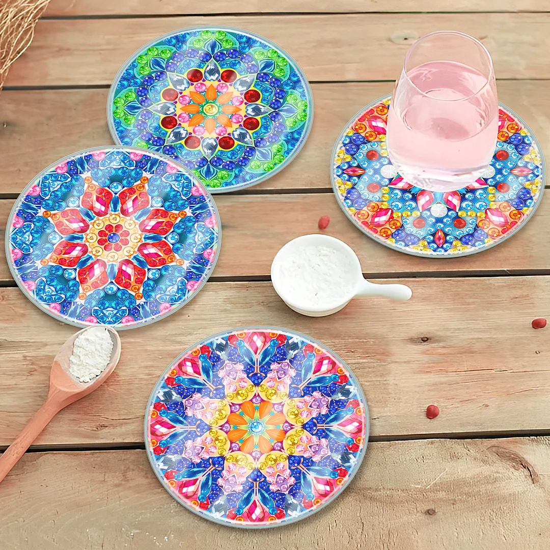 [Upgrade - Waterproof Coaster]6pcs DIY Mandala Coaster Set Holiday Christmas for Adults and Beginners(With Covers)