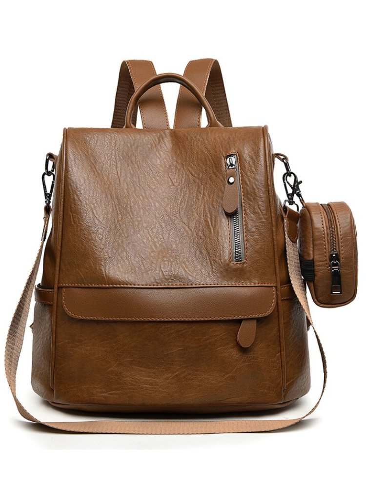 Comstylish Soft Leather Utility Backpack/Crossbody Bag