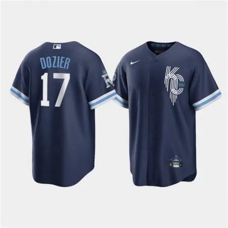 Men's Kansas City Royals #17 Hunter Dozier 2022 Navy City Connect Cool Base Stitched Jersey WK3A