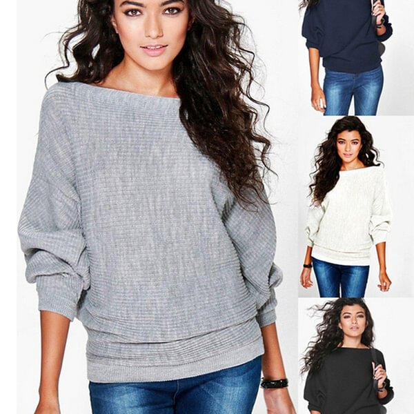Women Fashion Loose Bat Sleeves Knitted Sweater Cardigan Casual Sweater - Shop Trendy Women's Fashion | TeeYours