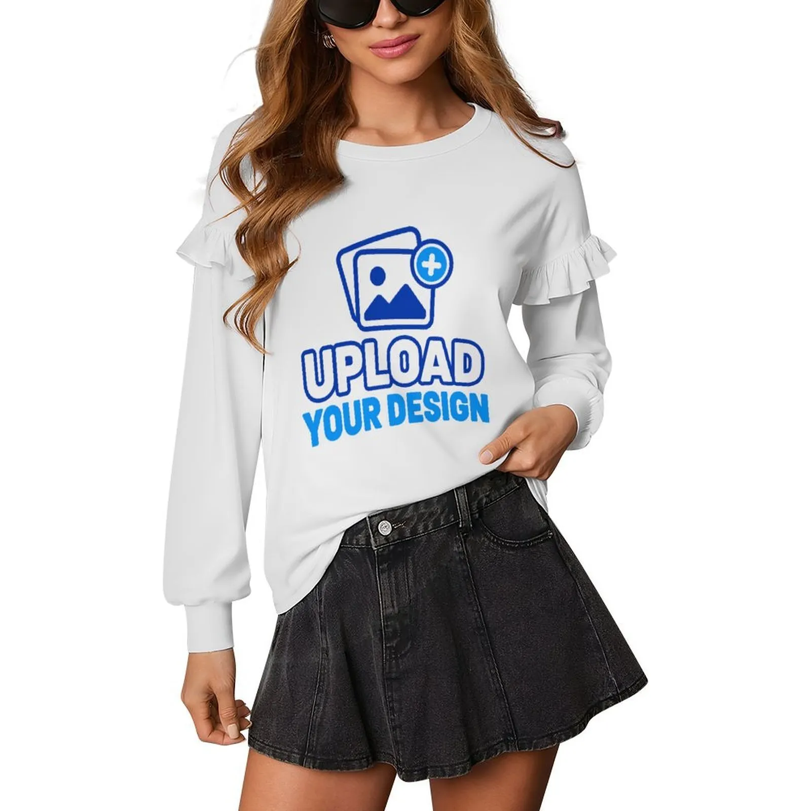 Ruffle-Trim Lightweight Sweatshirt &ndash; personalized print product image 8