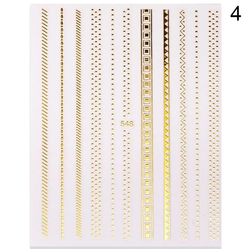 1PC Gold Sliver Striping Tape 3D Nail Stickers Geometry Lines Slider For Nails Gel Polish Decals For Manicures DIY Decoration-Nail Inspo