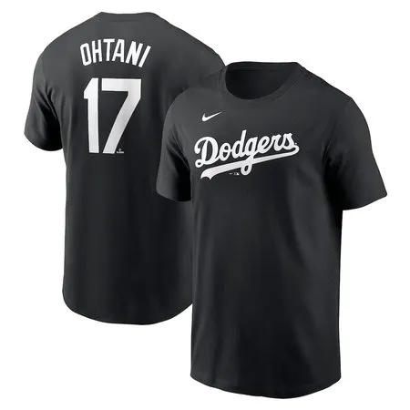 Men's Los Angeles Dodgers #17 Shohei Ohtani  Black 2024 Fuse Name & Number T-Shirt
