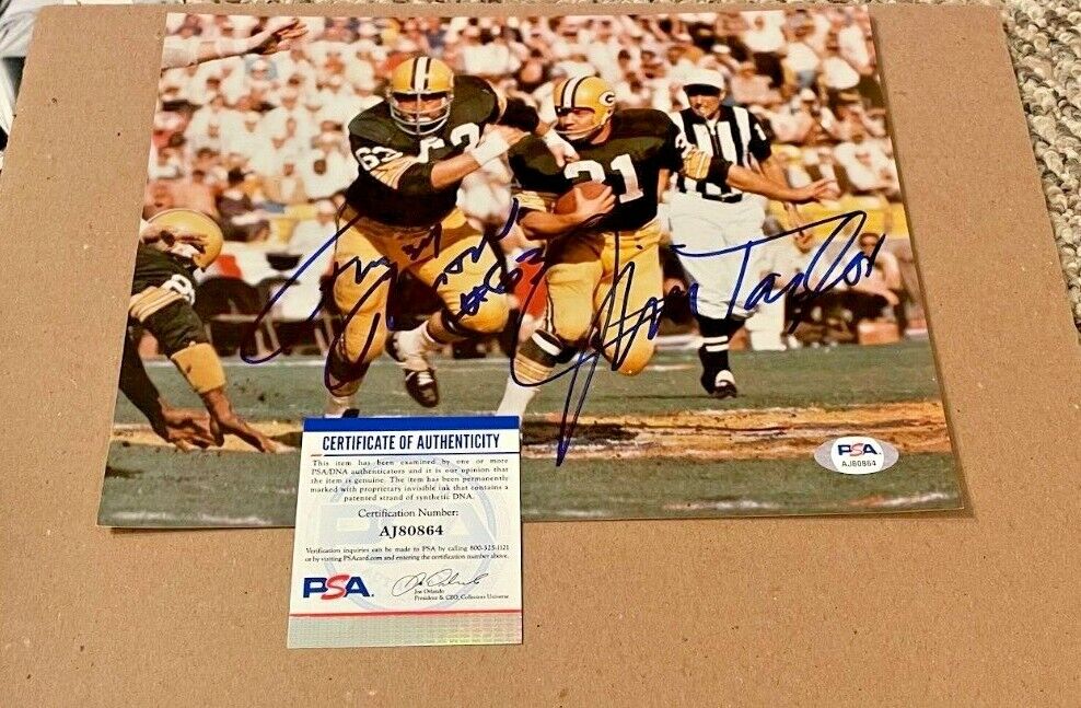 JIM TAYLOR-FUZZY THURSTON SIGNED 8X10 Photo Poster painting PSA/DNA GREEN BAY PACKERS