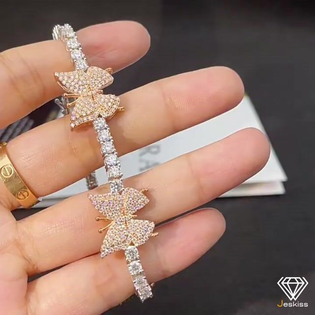 925 Sterling Silver Moissanite Butterflies Tennis Bracelet