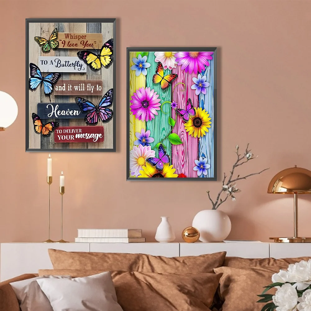 2pcs Diamond Painting - Full Round Drill - Butterfly(Canvas|40*60cm)